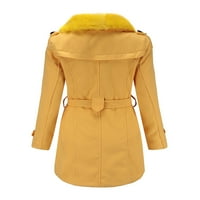 Dame dvostruko grudi kardigan jakna Ženska ležerna odjeća za odmor za odmor prema dolje prema morskom kaputu s džepovima Yellow XL