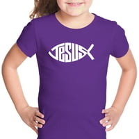 Majica umjetničke umjetničke djevojke - Christian Isus ime ribe simbol