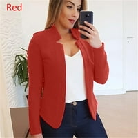 Sanbonepd Womens Cardigan Solid Dugi rukav džepni kaput sa rovoljkom