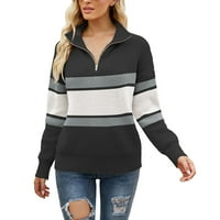 Visoki ovratnik ženski pleteni džemper pulover velike dvorice džemper modni prugasti blokiranje boja