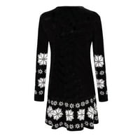 Hanas božićne haljine za žene Slim Cool Soft Soft O-izrez Vintage Party Kupovina Prozračna haljina crna,