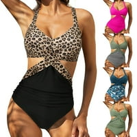 Žene plivajuće bodi sa leopardom tiska, šupljim mršavim ugrađenim ljetnom odjećom