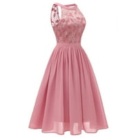 Wendunide haljine za žene žene vintage princeze cvjetna čipka dekolte za zabavu Aline ljuljačka haljina ružičasta