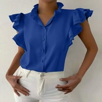 Ljetni usjev za žene ruffle rukave tunike za nošenje sa gamašima od pune boje tanka seksi V izrez casual bluze