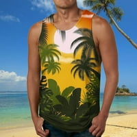 Muški tenkovi grafički retro ljetnje plaža morska obala Digitalni 3D ispisani okrugli vrat muški majice
