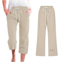 Dasayo ženske posteljine hlača elastična struka CAPRIS ljetne lagane pantalone