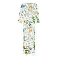 Pajama za žene Set, ženska modna cvjetna odlazna odjeća dugih rukava CREW CATF COMFY vrhovi sa širokim