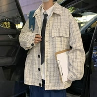 Ketyyh-CHN jakna za muškarce Otvoreno prednja kardigan jakna s dugim rukavima Ležerne bluže Bež, 3xl
