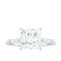 Prsten moissante pasijansa sa razmaknutim naglaskom, prstenom za princezu Cut, sterling srebrna, SAD