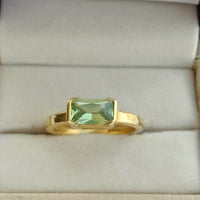 Pravi peridot prsten, baguette prsten, prsten za pasijans, jedinstveni prsten, obljetni prsten