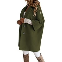 Outfmvch jakne za žensku rupu začepljena ovratnica Dvostruka zimska vuna mješavina preko s dugim jakni