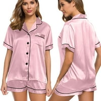 Žene Zimska prodaja Summer Modna labava Ležerna polovina V-izrez Mid-Calf majica Pidžama Pink M
