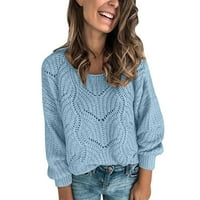Beppter Womens Crewneck šuplje kabel pletene džempere Slatki mekani pulover s dugim rukavima