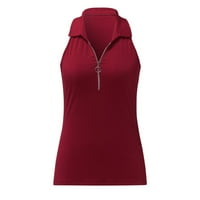 Amidoa ženski grahički dizajn casual majice rever patentni zatvarač bez rukava pune boje pruge prsluk