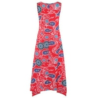Sendresses for Women Fashion ženski datur haljina tiskani mini sackoop vrat dužine bez rukava crveni m