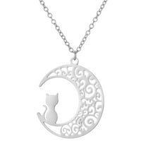 Duhgbne Mačke Moon ogrlica Hollow Moon Mačke nakit pokloni za mačke Ljubitelji žena Tinejdžeri Birthday