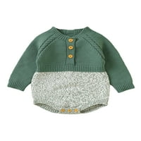 Arvbitana novorođenčad dječake djevojke casual džemper rompers dugih rukava kontrast gumba u boji pletene