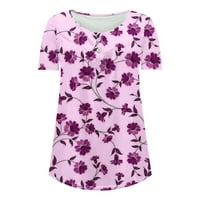 Ljetni vrhovi za žene kratki rukav Bluze Regularne fit T majice Pulover tees vrhovi cvjetni ispis T-majice
