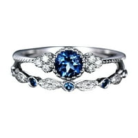 Najbolji poklon nakit modnih prstenovi kamen kristalni prstenovi dame dame zvoni circon dame prstenovi dva mikro set prstena plava a