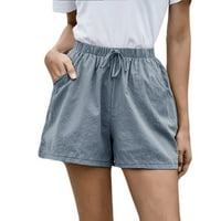 HVYesh ženske pamučne kratke hlače Ljetna casual elastična struka kratke hlače široke noge crtež za noge obične labave kratke hlače sa džepovima