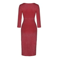 CAICJ zimske haljine za žene ženske rame visoko split večernjo haljina dugačak maxi haljina crvena,