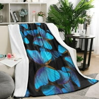 Butterfly pokrivač meko nejasno plavo bacanje kauča za krevet dnevnog boravka kauč za putnike, šareni