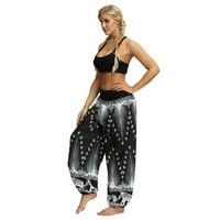 Wefuesd joga hlače hlače za žene muške i ženske labave hlače sa Crosch-om Retro tiskanim kombinezonskim joga hlače ženske hlače bež xl