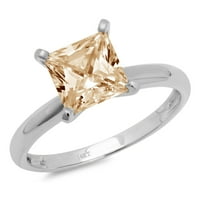 0,5CT Princess Cut Yellow Moissine 14k bijelo zlato Angažovane prstene veličine 7