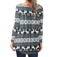 Ženska casual seksi modna majica tiskani s dugim rukavima V-izrez ruched pulover bluze na klirensu