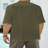 Pamučne posteljine casual muške majice ljetna tanka labava bluza pune boje kratkih rukava posteljina