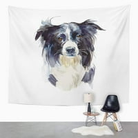 Smiješni granični Collie Portret pseće akvarel zidne umjetnosti Viseća tapiserija Kućni dekor za dnevnu