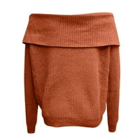 Vedolay ženski vrhovi ženski džemper za jesen, casual dugih rukava kornjača labavi pleteni vrhovi, narančasti