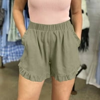 Posteljine hlače Ženske kratke hlače Pamuk Visoka elastična struka naborane ruffle slatke kratke hlače