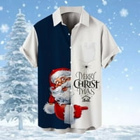 Muški božićni santa poklon 3D digitalni tisak dugme rever kratki rukav majica TOP bluze Modne košulje