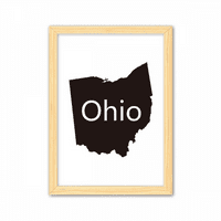 Ohio Amerika SAD Karta Outline Dekorativni drveni slikarski ukras Naslovnica Okvir slike A4