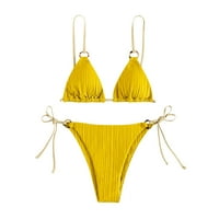 Ženski rebrasti teksturi bikini kupaći kostimi Trougao je bikini brazilski kupaći kostimi seksi kravata