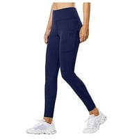 Scyoekwg joga hlače sa džepovima za žene obložene tajice Sportske hlače High struk planinarenje trkački