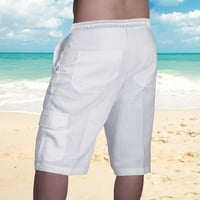 Fartey pamučne kratke hlače za muškarce labavi fit džepovi nacrtavanje elastičnih struka šarke sa dnevnim boravkom prozračne ljetne hlače od pune boje