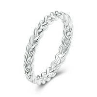 LowRofile prstenovi za žene djevojke s zavijanje u srebru u sterlingu sa platinama Jednostavnim svestranim