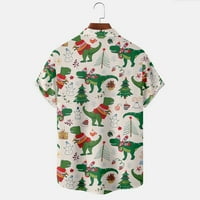 Božićni print casual dimljiva havajska majica kratka rukava za muškarce