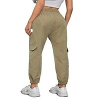 Ženski elastični struk Joggers Side džep teretni pantalone Khaki