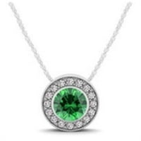 Elegantna privjesak u boji i dijamantski krug, svijetlo zelena - veličina