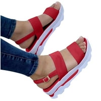 HOMENDLES Sandale Žene - Ljetne dame Ravne guste kosine cipele Modne casual plaže Sandale crvene 42