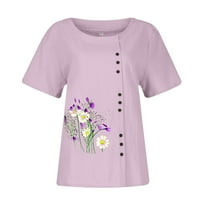 Ženski vrhovi kratki rukav casual bluza cvjetna žena TEE CREW CACT Vruća prodaja Ljetne bluze ljubičaste