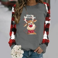 Podplag dukserica za žene, sretan božićni majice za božićne majice Božićne majice na vrhu pisma za majice