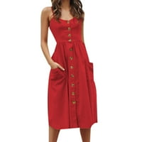 Haljine za žene ženski kvadratni izrez bez rukava bez rukava haljine srednjeg dijela seksi a-line chemise crvena m