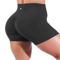 PLNOTME Ženska vježba Čvrsta boja biciklističke kratke hlače plijen skrotira visoko strukto u plitanj teretane YOGA Stretchy kratke hlače za džepove