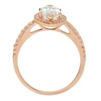 2. CT sjajan markizni sintetički moissine 14k Rose Gold Halo Solitaire sa Accentima prsten sz 7.75