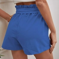 Puuawkoer ženske kratke hlače udobne čipke u gore elastični struk ljeto s džepovima pamučne i posteljine