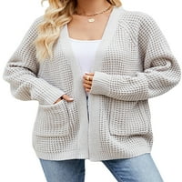 Žene Klit kardigan s dugim rukavima otvoreni prednji džemper sa džepovima